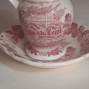 Pink English Castle  Pitcher and Bowl Set.